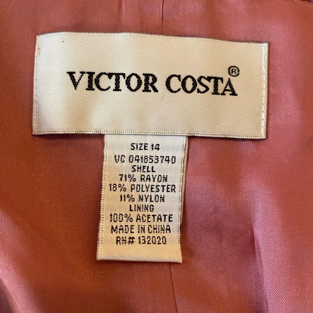 Victor Costa Shimmery Rose Ruffle Neck Dress - Picture 6 of 10